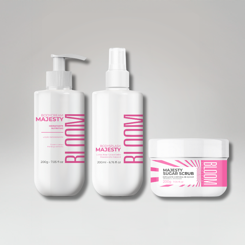 Kit Esfoliante, Body Cream e Body Splash Majesty