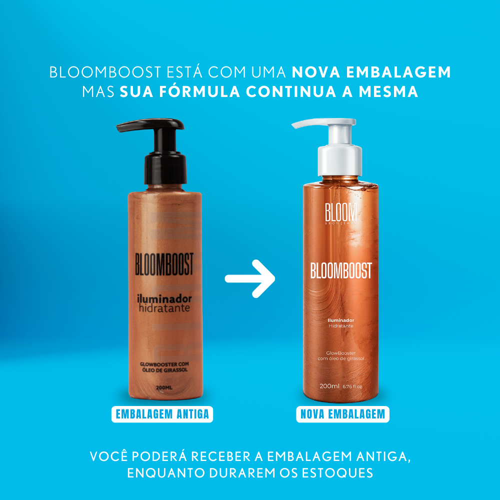 Iluminador Corporal Bloomboost 200ml, Glow Perfeito e uma Pele Irradiante